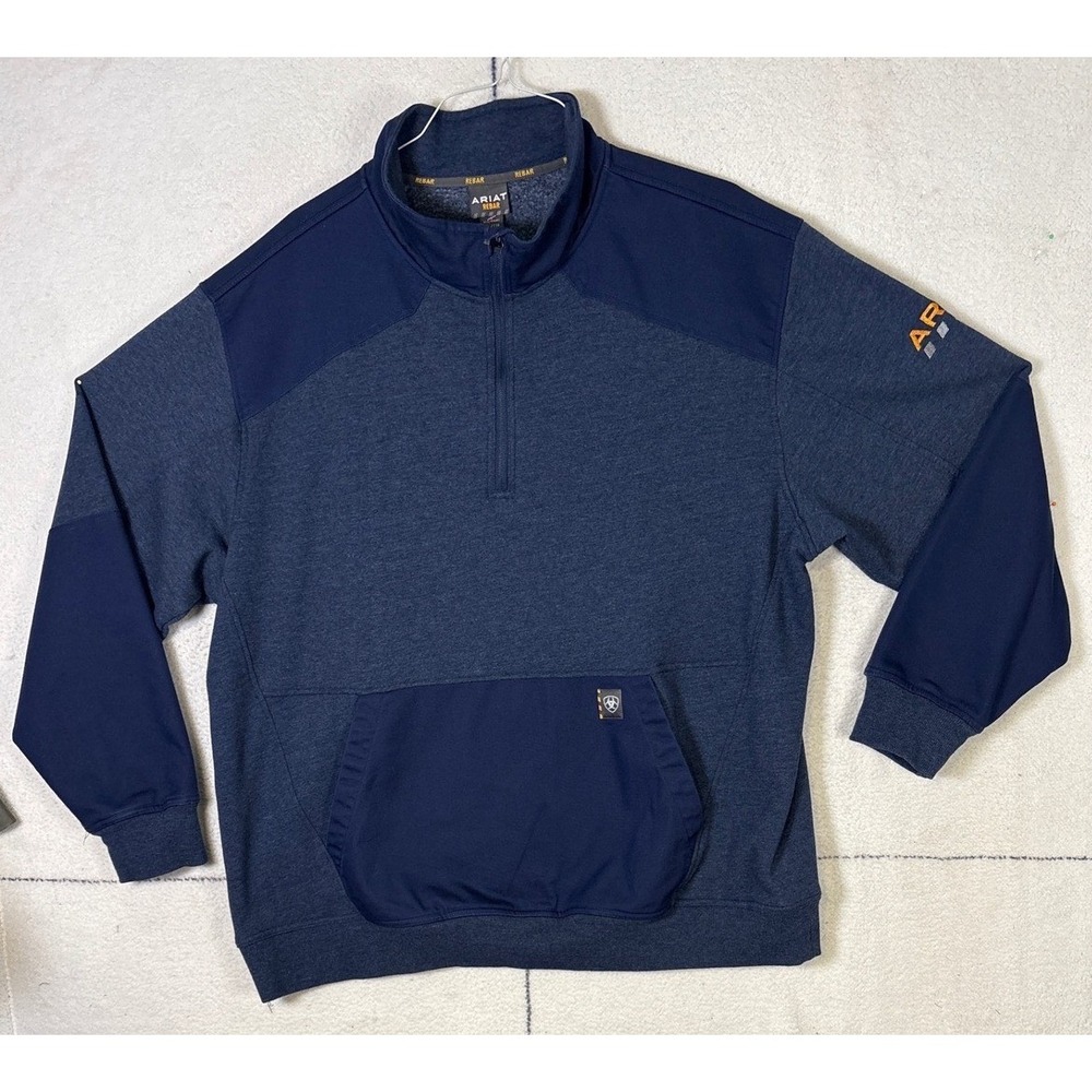 Ariat Rebar Workman Duracanvas 1/4 Zip Sweatshirt Navy Blue XXL 10046402